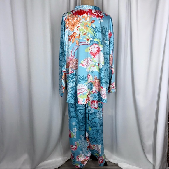 N by Natori Sakura Satin Pajama Set Sz 2X Mandarin Collar Excellent Condition - Picture 2 of 16